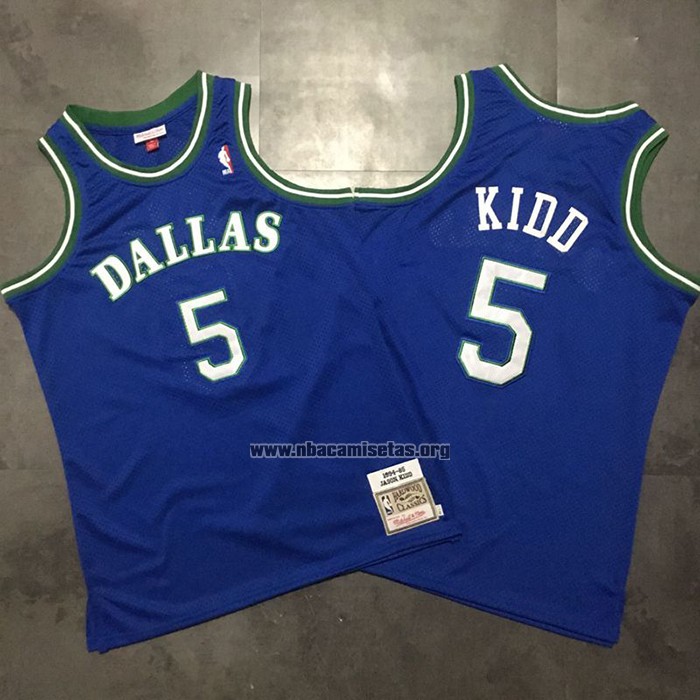 Camiseta Dallas Mavericks Jason Kidd NO 5 Mitchell & Ness 1994-95 Azul